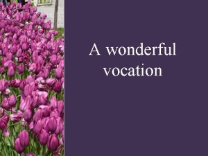 A wonderful vocation 1 Discern your calling Career