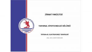 ZRAAT FAKLTES TARIMSAL BYOTEKNOLOJ BLM TBT 604 JEL