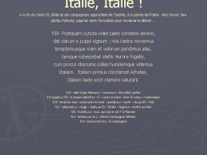 Italie Italie A la fin du chant III