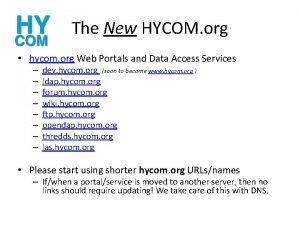 The New HYCOM org hycom org Web Portals