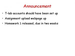 Announcement Tlab accounts should have been set up