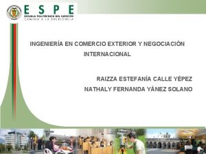 INGENIERA EN COMERCIO EXTERIOR Y NEGOCIACIN INTERNACIONAL RAIZZA