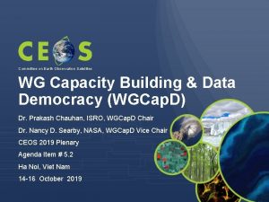 Committee on Earth Observation Satellites WG Capacity Building