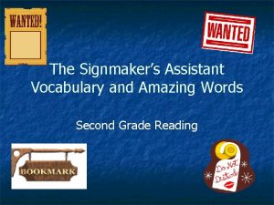 The Signmakers Assistant Vocabulary and Amazing Words Second