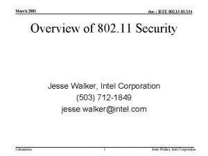 March 2001 doc IEEE 802 15 01154 Overview