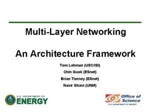MultiLayer Networking An Architecture Framework Tom Lehman USCISI
