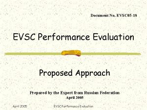 Document No EVSC 05 18 EVSC Performance Evaluation