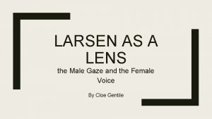 LARSEN AS A LENS the Male Gaze and