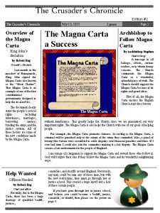 The Crusaders Chronicle Overview of the Magna Carta