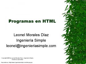 Programas en HTML Leonel Morales Daz Ingeniera Simple