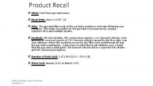 Product Recall What Ford Pinto gas tank issues