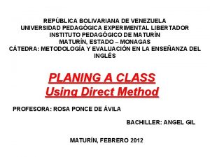 REPBLICA BOLIVARIANA DE VENEZUELA UNIVERSIDAD PEDAGGICA EXPERIMENTAL LIBERTADOR