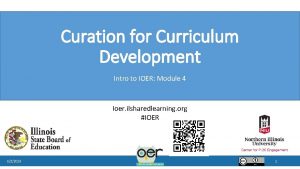 Curation for Curriculum Development Intro to IOER Module