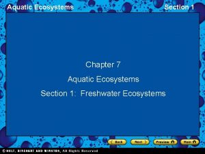 Aquatic Ecosystems Section 1 Chapter 7 Aquatic Ecosystems