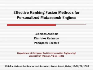 Effective Ranking Fusion Methods for Personalized Metasearch Engines