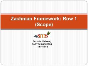 Zachman Framework Row 1 Scope Jasmita Maharaj Susy