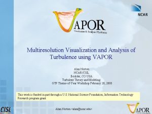 Multiresolution Visualization and Analysis of Turbulence using VAPOR