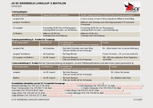 JO SC EINSIEDELN LANGLAUF BIATHLON Infoblatt Trainingsbeginn Trainingsgruppen