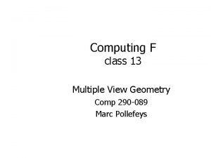 Computing F class 13 Multiple View Geometry Comp