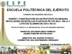 ESCUELA POLITCNICA DEL EJRCITO CARRERA DE INGENIERA MECNICA