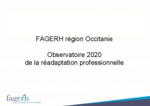 FAGERH rgion Occitanie Observatoire 2020 de la radaptation