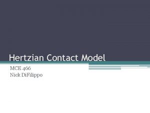 Hertzian Contact Model MCE 466 Nick Di Filippo