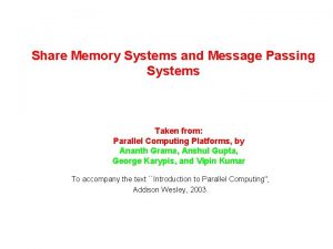 Share Memory Systems and Message Passing Systems Taken