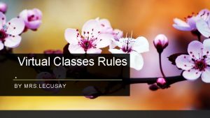 Virtual Classes Rules BY MRS LECUSAY Virtual Classes
