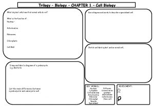 Trilogy Biology CHAPTER 1 Cell Biology What do