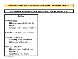 Noncommissioned Officer Evaluation Report System Review and Revisions