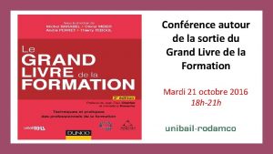 Confrence autour de la sortie du Grand Livre