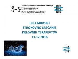 DECEMBRSKO STROKOVNO SREANJE DELOVNIH TERAPEVTOV 11 12 2018