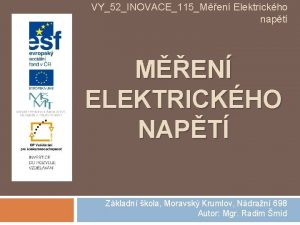 VY52INOVACE115Men Elektrickho napt MEN ELEKTRICKHO NAPT Zkladn kola