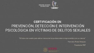 REGISTRO NACIONAL DE PSICOLOGA CERTIFICACIN EN PREVENCIN DETECCIN