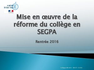 Mise en uvre de la rforme du collge