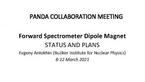 PANDA COLLABORATION MEETING Forward Spectrometer Dipole Magnet STATUS