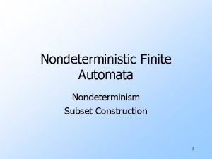 Nondeterministic Finite Automata Nondeterminism Subset Construction 1 Nondeterminism