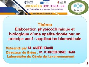 laboration physicochimique et biologique dune apatite dope par