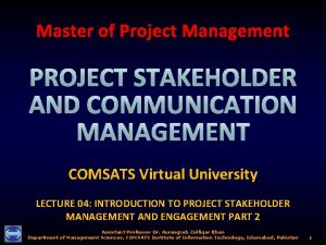 Master of Project Management COMSATS Virtual University LECTURE