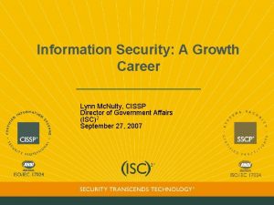 Information Security A Growth Career Lynn Mc Nulty