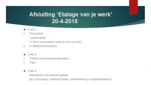 Afsluiting Etalage van je werk 20 4 2018