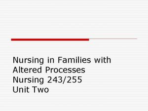 Nursing in Families with Altered Processes Nursing 243255