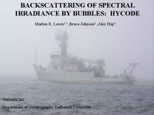 BACKSCATTERING OF SPECTRAL IRRADIANCE BY BUBBLES HYCODE Marlon