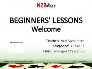 BEGINNERS LESSONS Welcome Teacher Your Name Here Telephone
