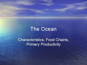 The Ocean Characteristics Food Chains Primary Productivity Interesting