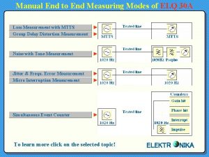 Manual End to End Measuring Modes of ELQ