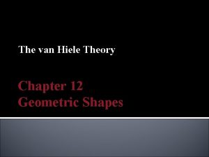 The van Hiele Theory Chapter 12 Geometric Shapes