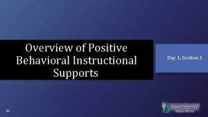 Overview of Positive Behavioral Instructional Supports sc Day