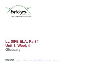 LL SIFE ELA Part 1 Unit 1 Week