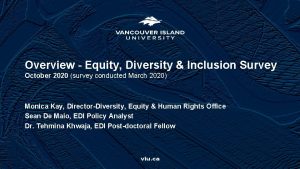 Overview Equity Diversity Inclusion Survey October 2020 survey